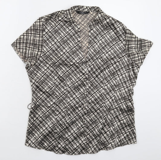 BM Womens Beige Check  Basic Button-Up Size 12
