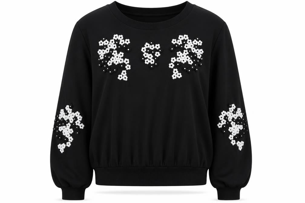 Darling Womens Black Floral  Basic Blouse Size 10