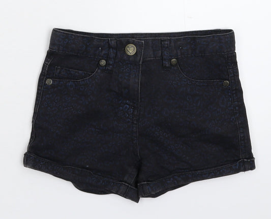 George Girls Blue Animal Print Denim Hot Pants Shorts Size 4-5 Years