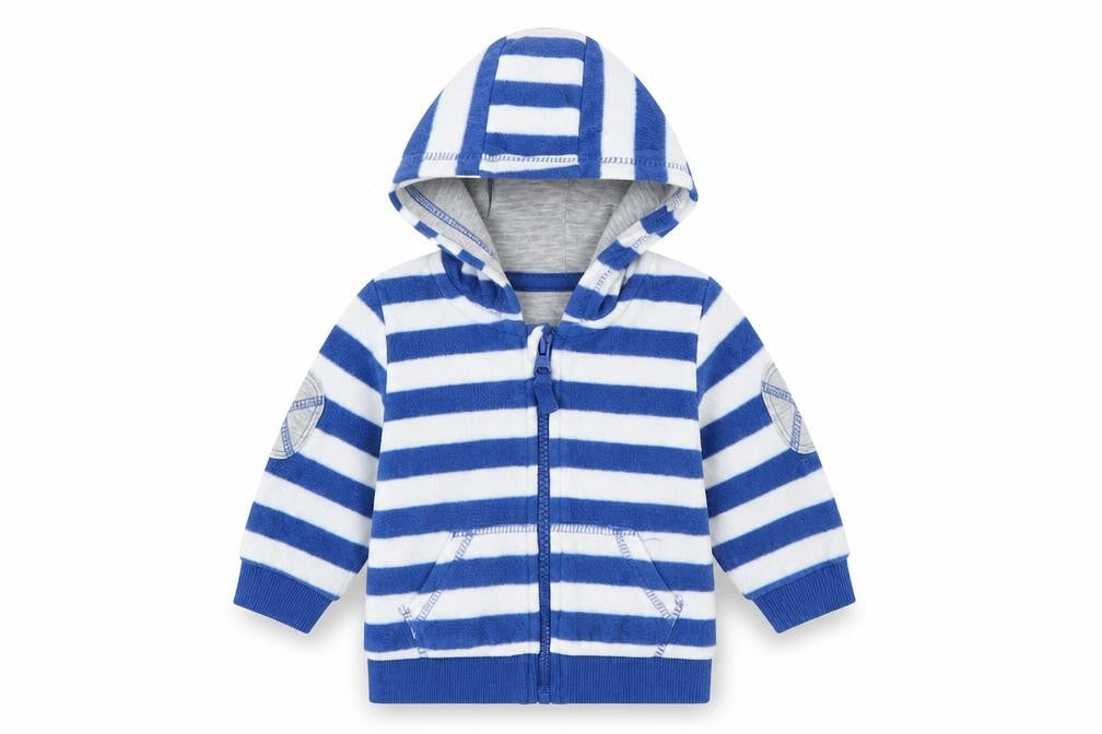 Early Days Boys Blue Striped Fleece Jacket Coat Size 3-6 Months