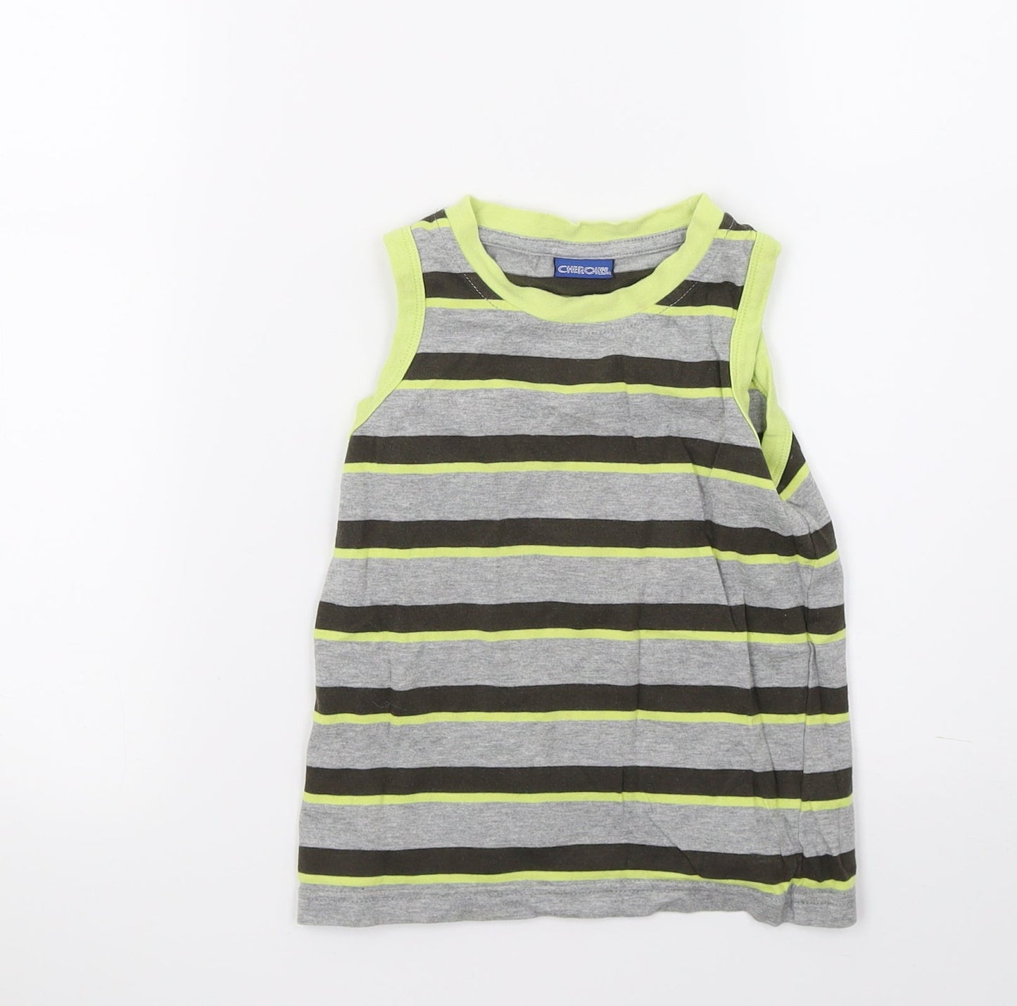 Cherokee Girls Grey Striped Jersey Basic Tank Size 2-3 Years