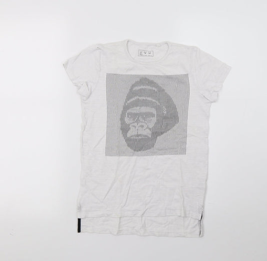 NEXT Girls White   Tunic T-Shirt Size 7-8 Years  - Monkey Face