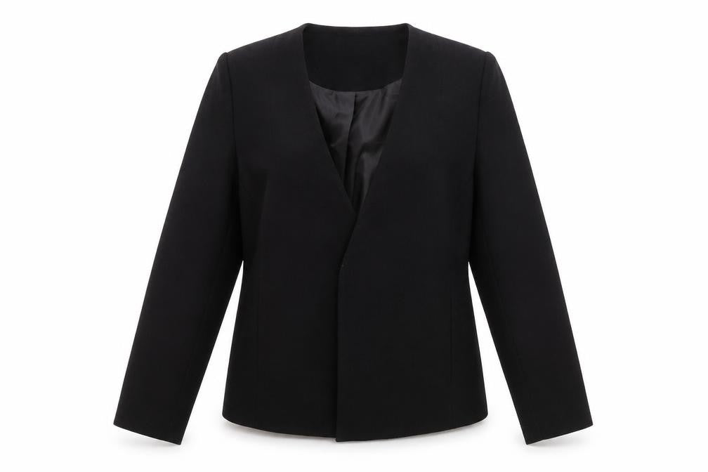 Front view of Papaya women’s black jacket, size UK 14