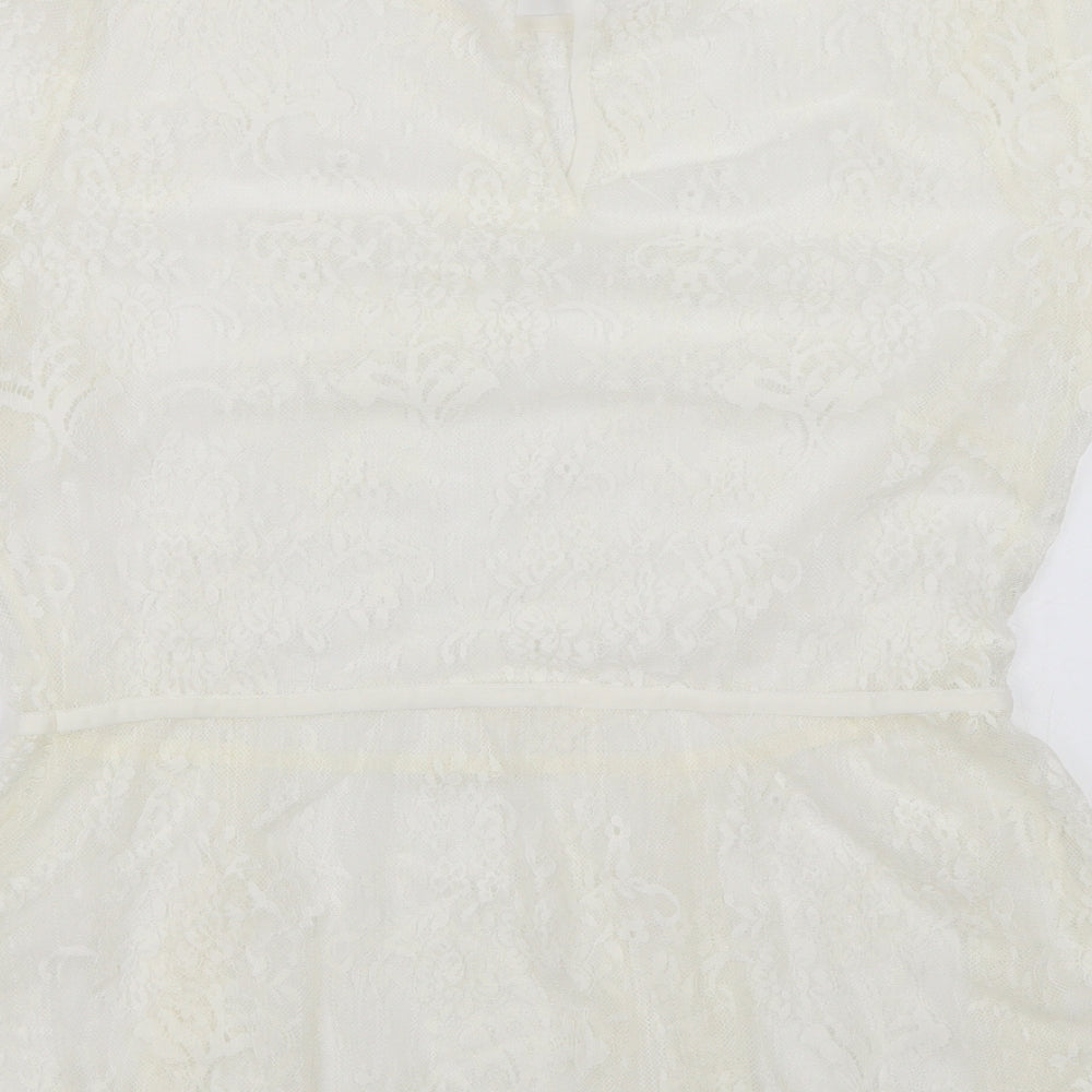 NEXT Womens White Floral  Basic Blouse Size 14
