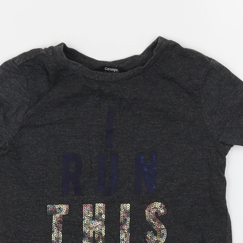 George Girls Grey   Basic T-Shirt Size 2-3 Years