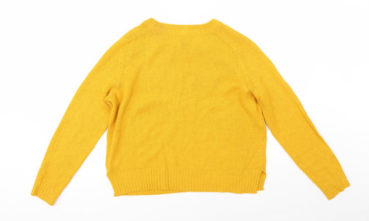 Divided Womens Yellow   Pullover Jumper Size S