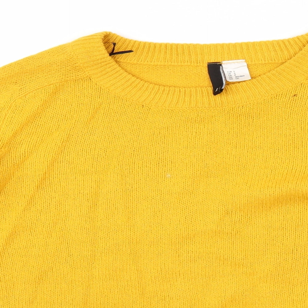 Divided Womens Yellow   Pullover Jumper Size S