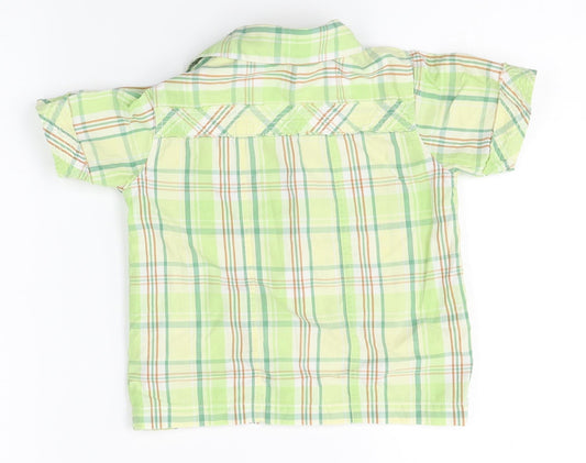 mini mode Boys Green Plaid  Basic Button-Up Size 18-24 Months