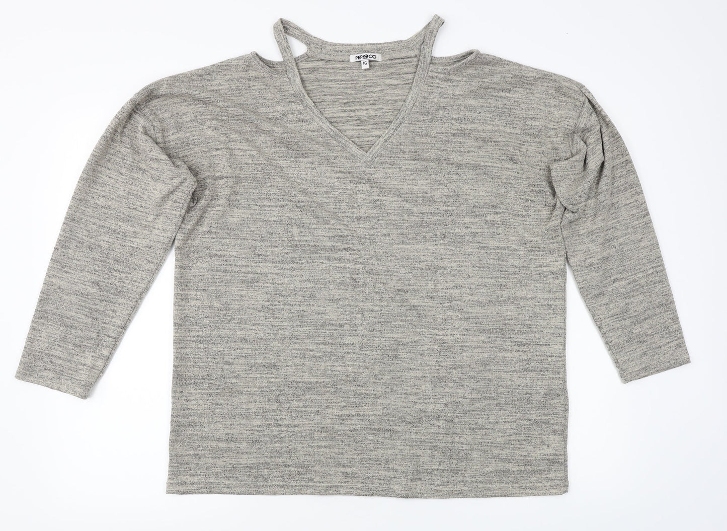 pep co Womens Grey  Knit Pullover Jumper Size 16  - shoulder straps