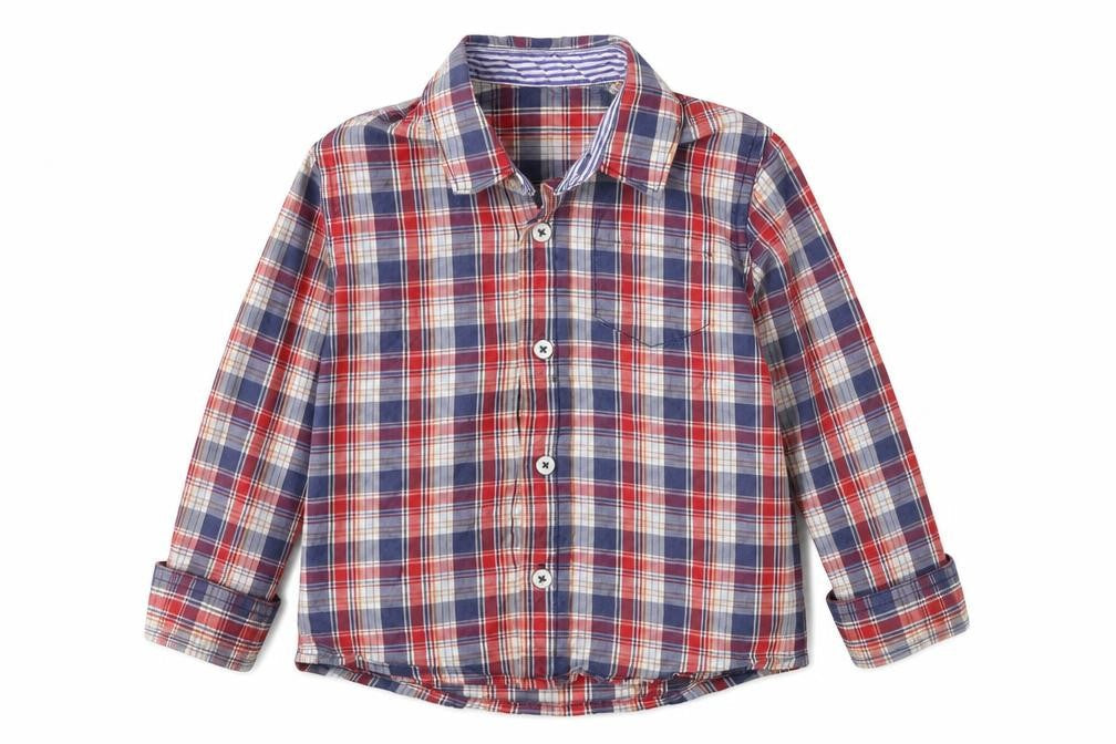 M&S Boys Blue Plaid  Basic Button-Up Size 2-3 Years