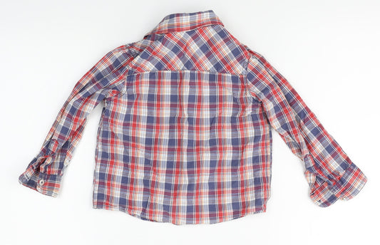 M&S Boys Blue Plaid  Basic Button-Up Size 2-3 Years