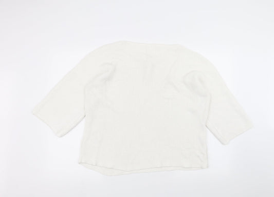 H&M Womens White  Knit Pullover Jumper Size M