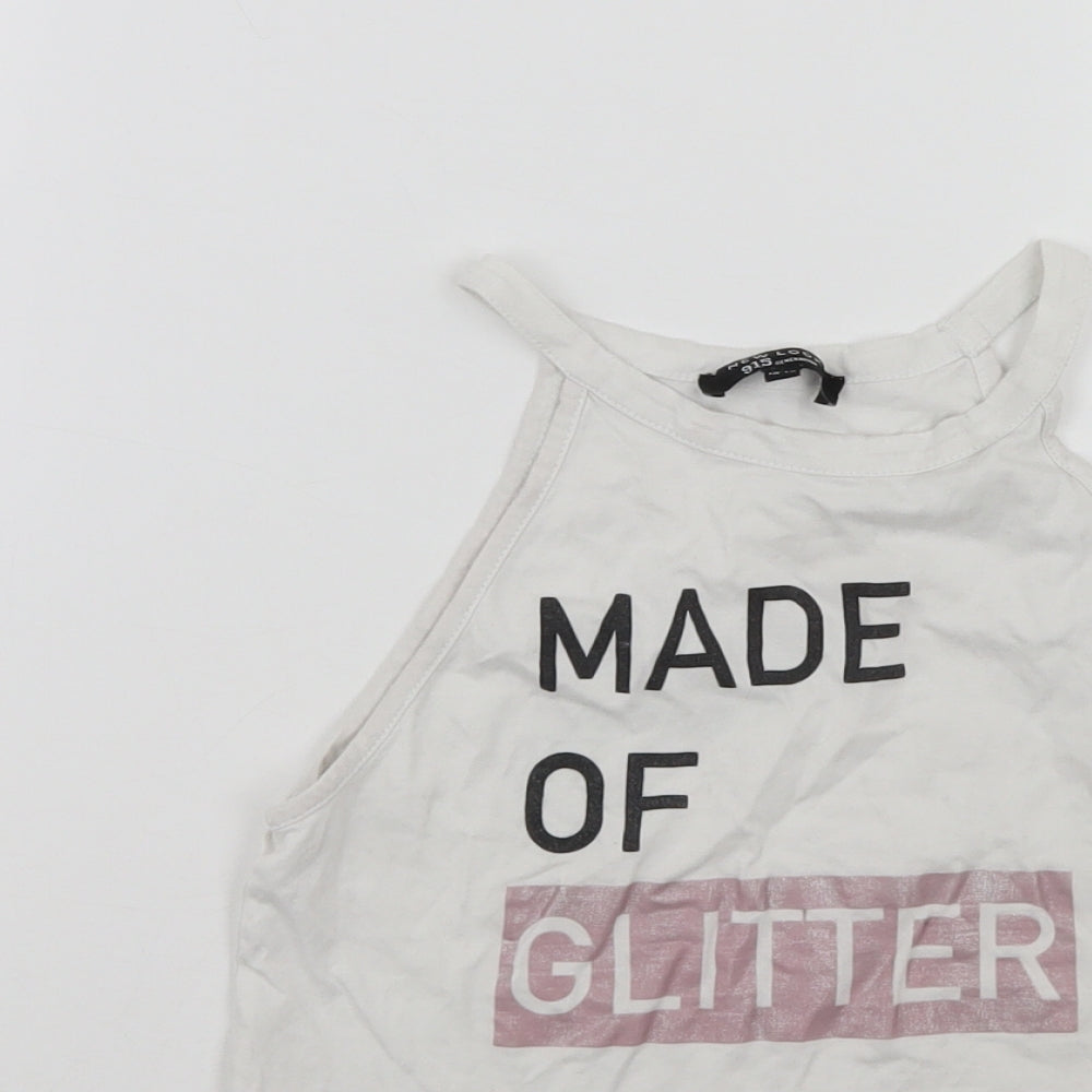 915 Girls White   Basic Tank Size 12-13 Years