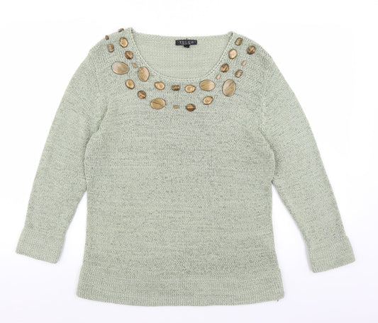 Touch Womens Green  Knit Pullover Jumper Size M