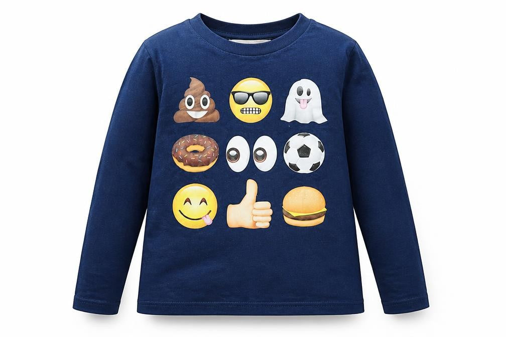 H&M Girls Blue   Basic T-Shirt Size 4 Years  - Emoji