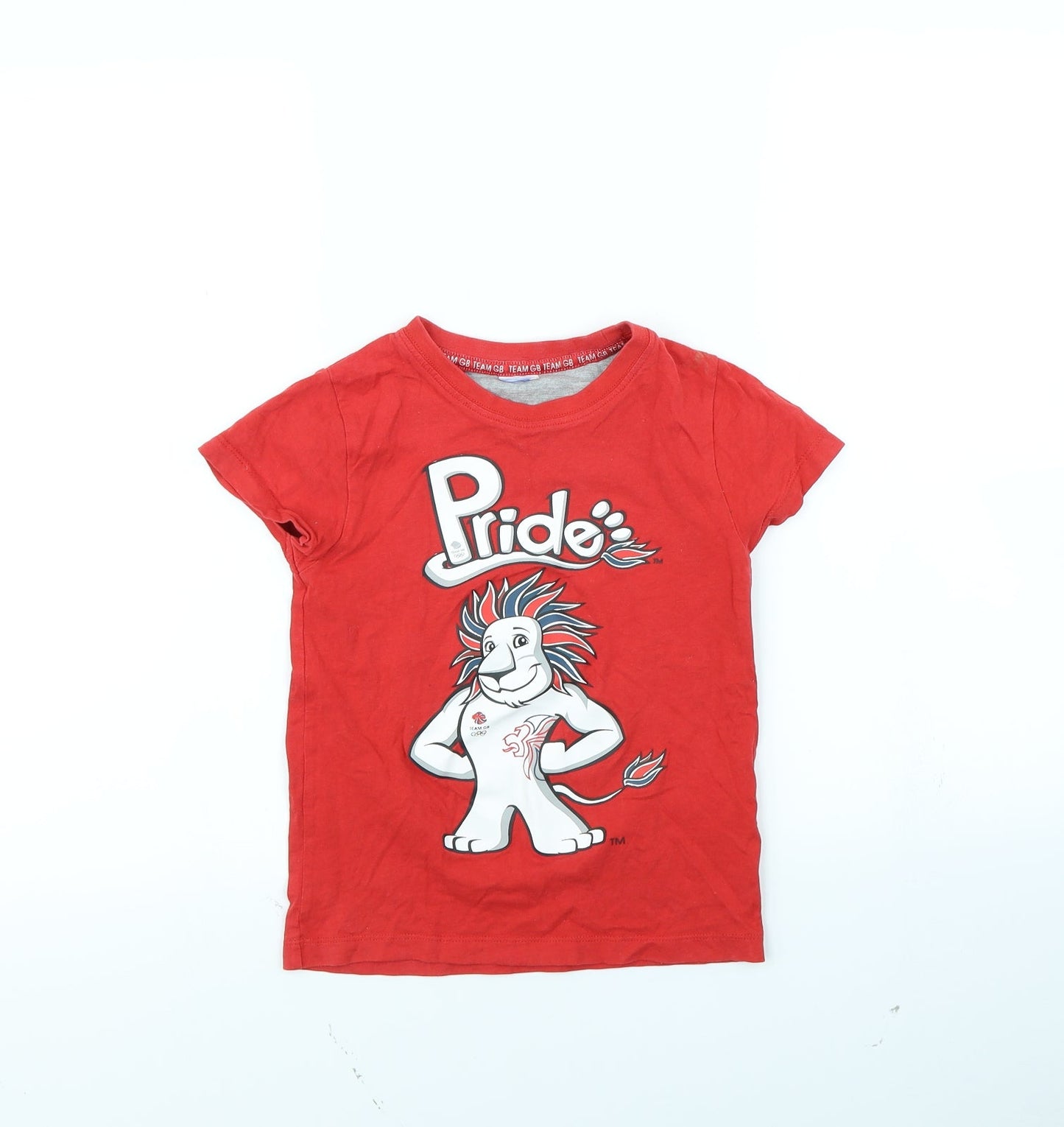 Preworn Boys Red   Basic T-Shirt Size 5 Years  - Olympics