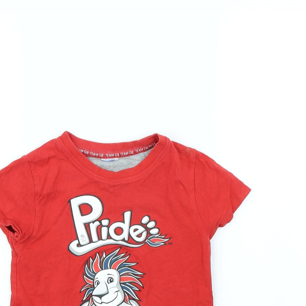 Preworn Boys Red   Basic T-Shirt Size 5 Years  - Olympics