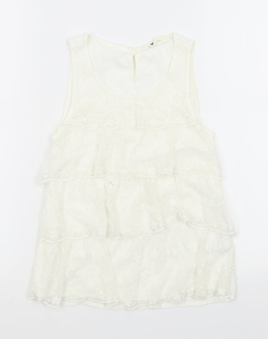 H&M Girls White   Basic Blouse Size 10-11 Years