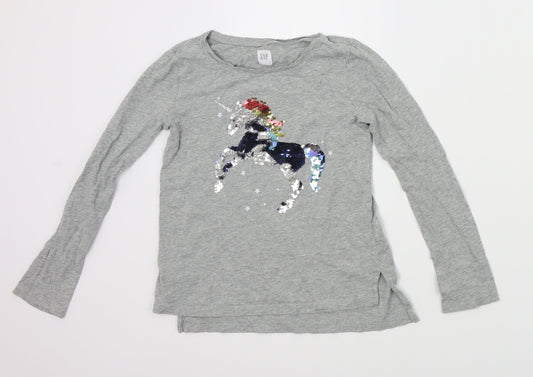 Gap Girls Grey Houndstooth  Basic T-Shirt Size M