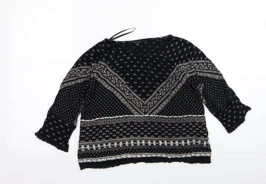 New Look Womens Black Geometric  Basic Blouse Size 10