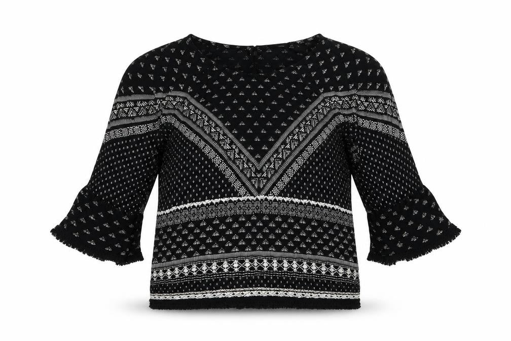 New Look Womens Black Geometric  Basic Blouse Size 10