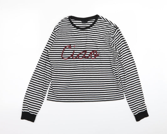 Topshop Womens Multicoloured Striped  Basic T-Shirt Size 8