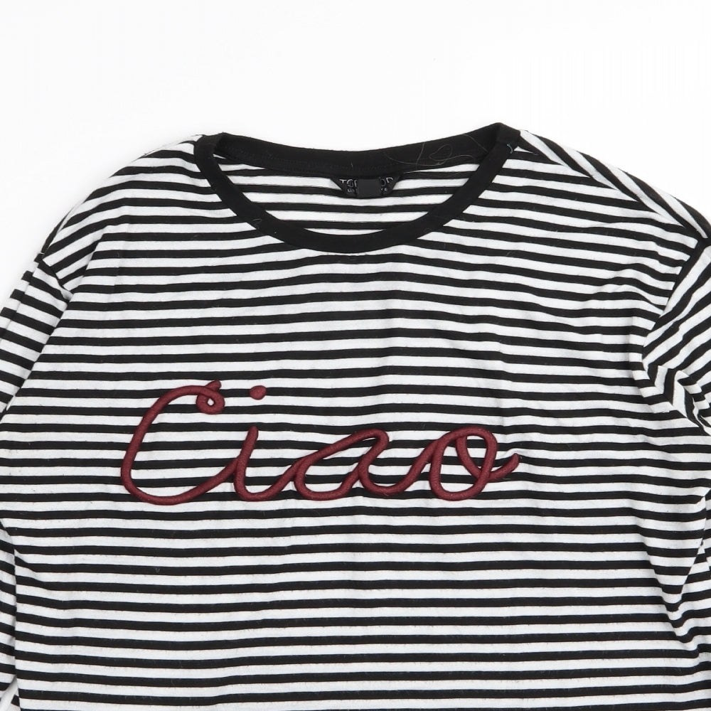 Topshop Womens Multicoloured Striped  Basic T-Shirt Size 8
