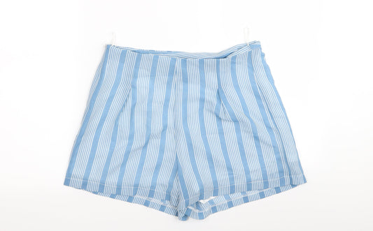 Preworn Womens Blue Striped  Hot Pants Shorts Size L