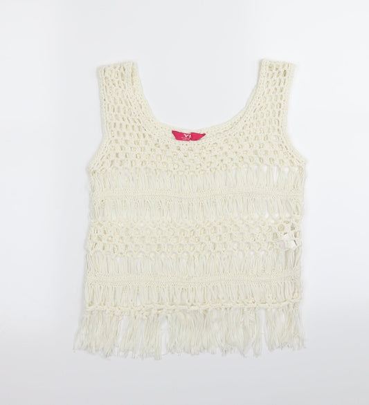 YD Girls White   Basic Tank Size 9-10 Years