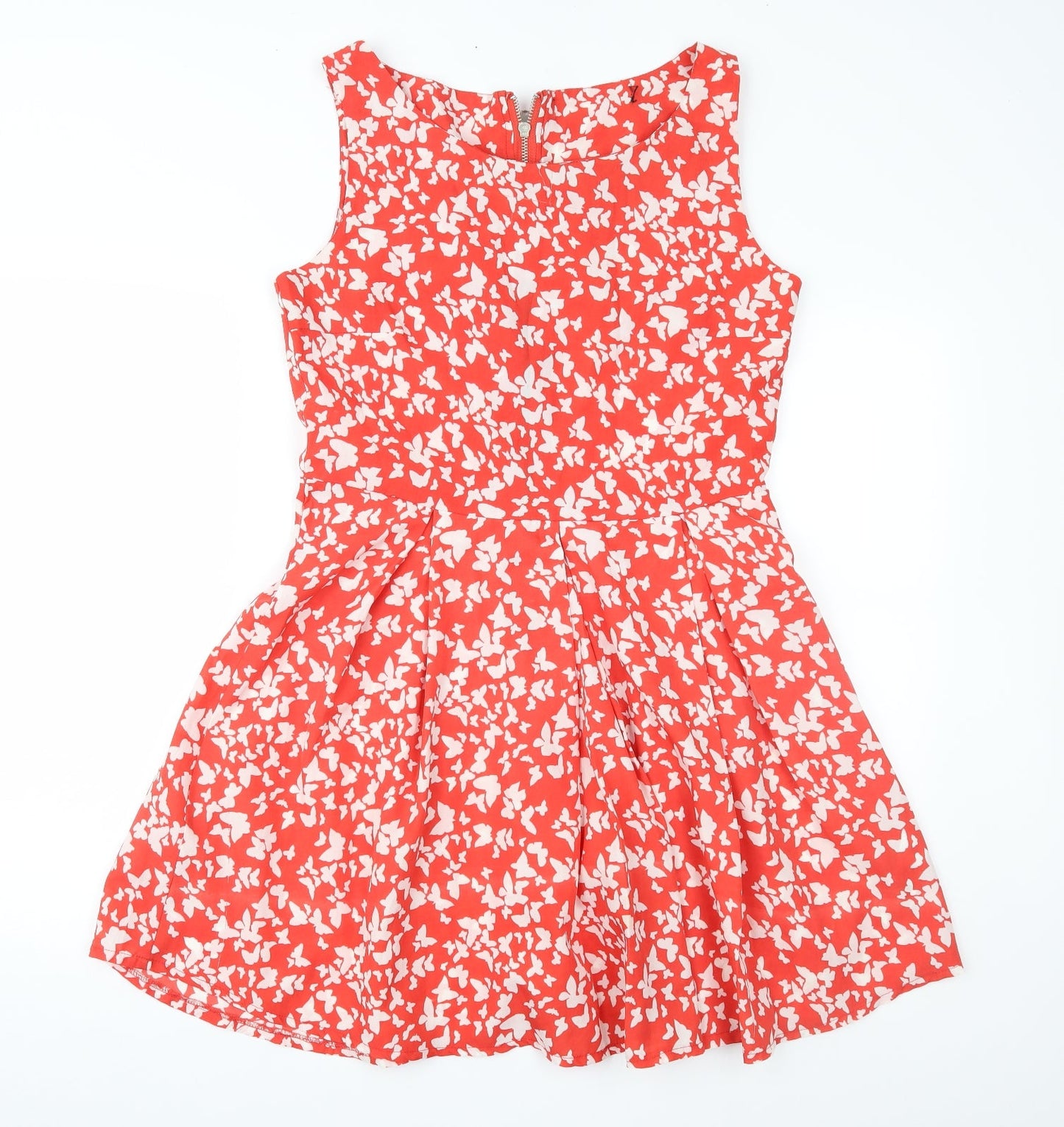 Preworn Womens Red Geometric  Fit & Flare  Size 12