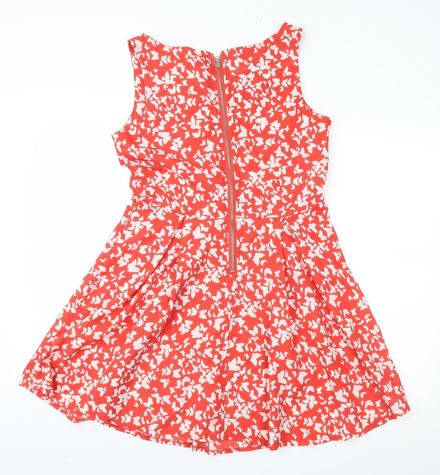 Preworn Womens Red Geometric  Fit & Flare  Size 12