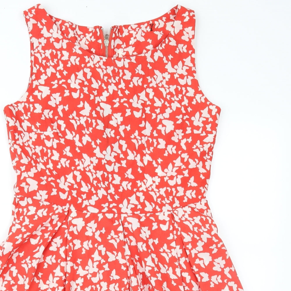 Preworn Womens Red Geometric  Fit & Flare  Size 12