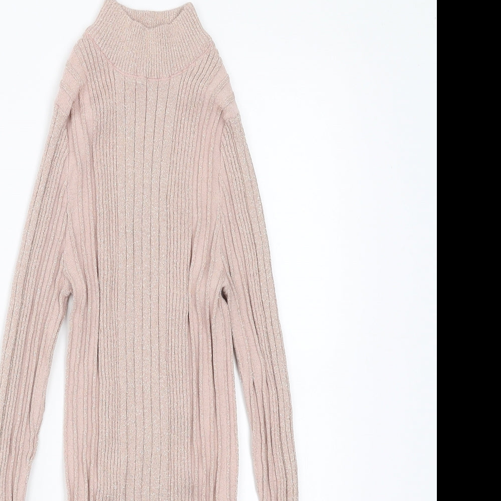 New Look Womens Pink Striped  Pullover Jumper Size 8  - stretch fabric