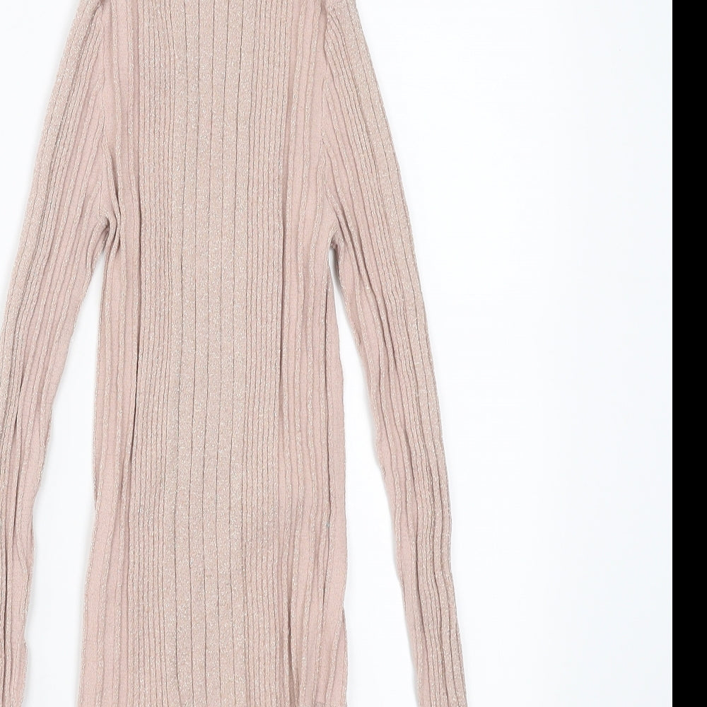 New Look Womens Pink Striped  Pullover Jumper Size 8  - stretch fabric