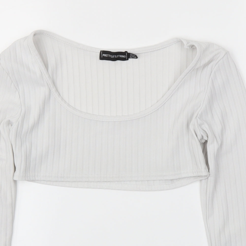 Pretty Little Thing  Womens White   Basic T-Shirt Size 10
