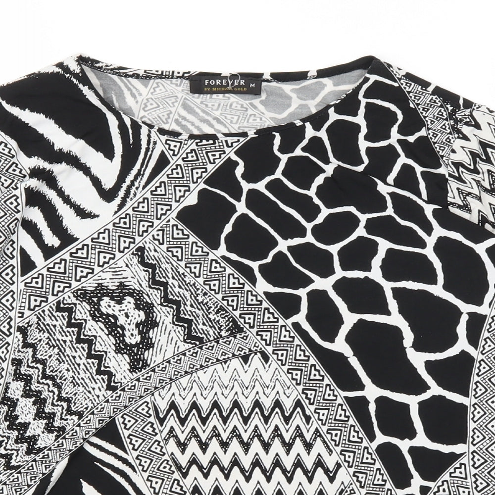 Forever Womens Black Argyle/Diamond  Basic T-Shirt Size M