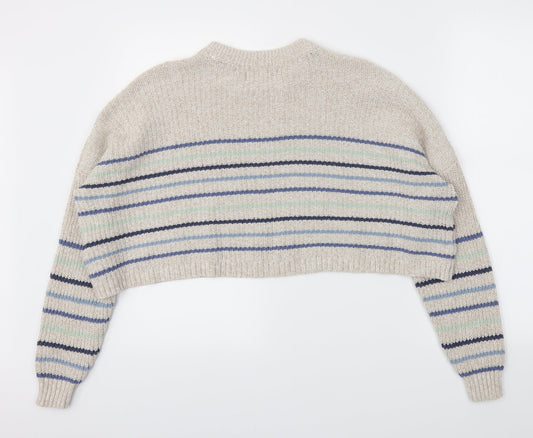 Hollister Womens Ivory Striped  Pullover Jumper Size XS