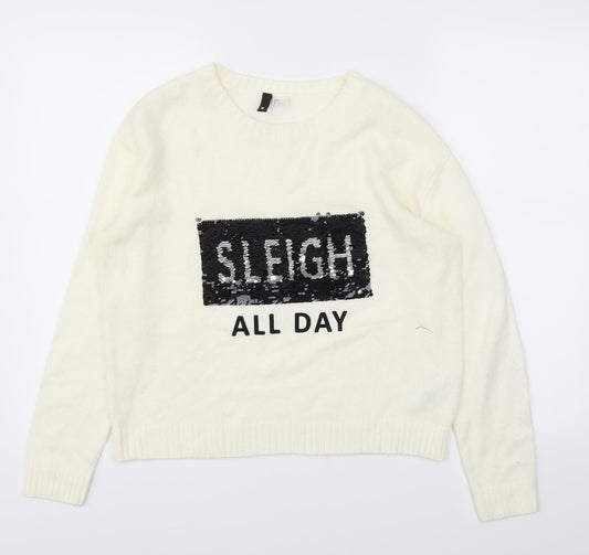H&M Womens Ivory   Pullover Jumper Size S