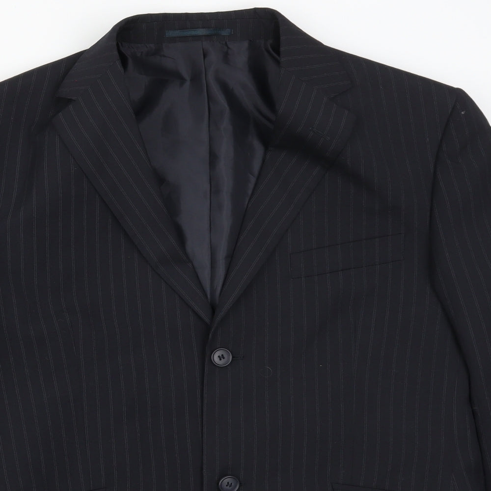 George Mens Blue Striped  Jacket Suit Jacket Size 40