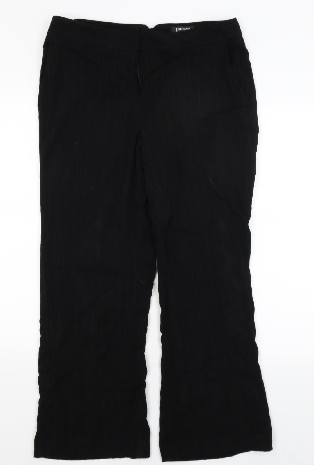 Papaya Womens Black Striped  Dress Pants Trousers Size 14 L26 in