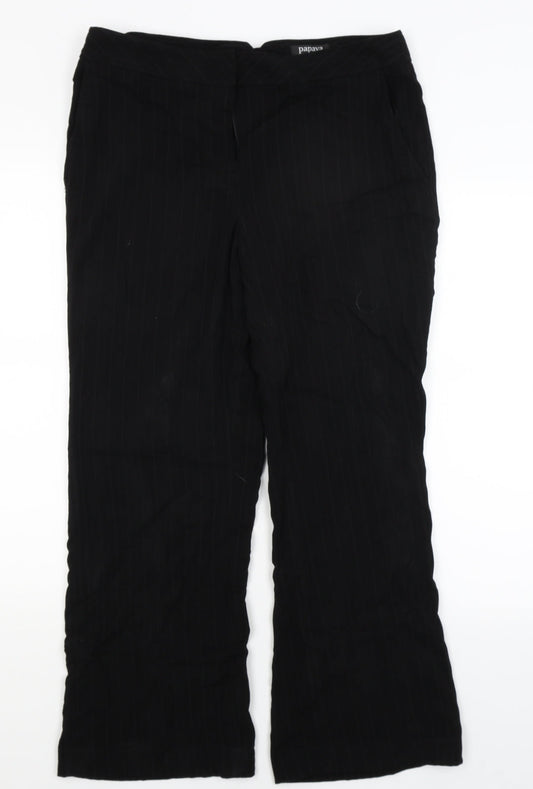 Papaya Womens Black Striped  Dress Pants Trousers Size 14 L26 in