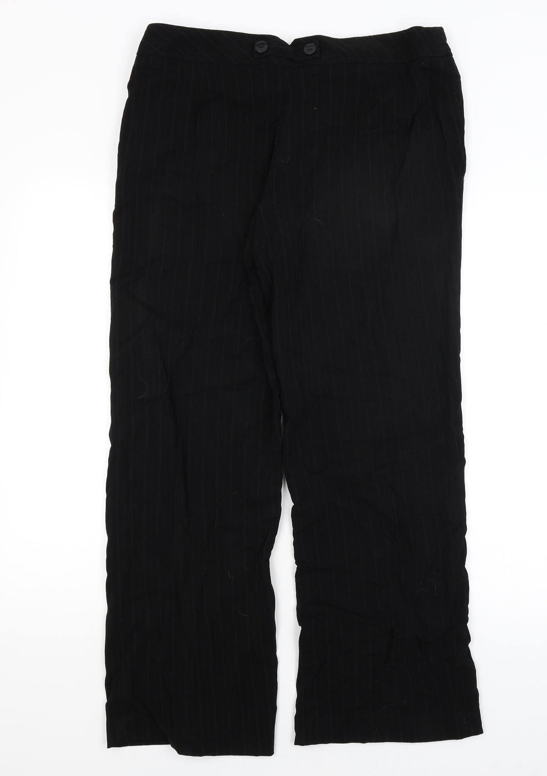 Papaya Womens Black Striped  Dress Pants Trousers Size 14 L26 in