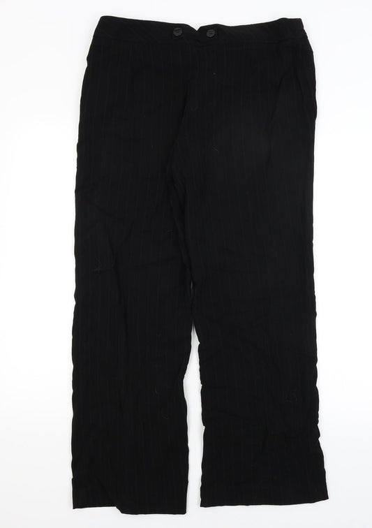Papaya Womens Black Striped  Dress Pants Trousers Size 14 L26 in