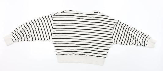 New Look  Womens White Striped  Pullover Jumper Size 12