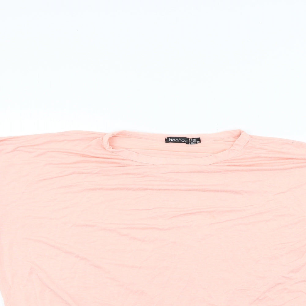 Boohoo Womens Pink Houndstooth  Basic Polo Size 16