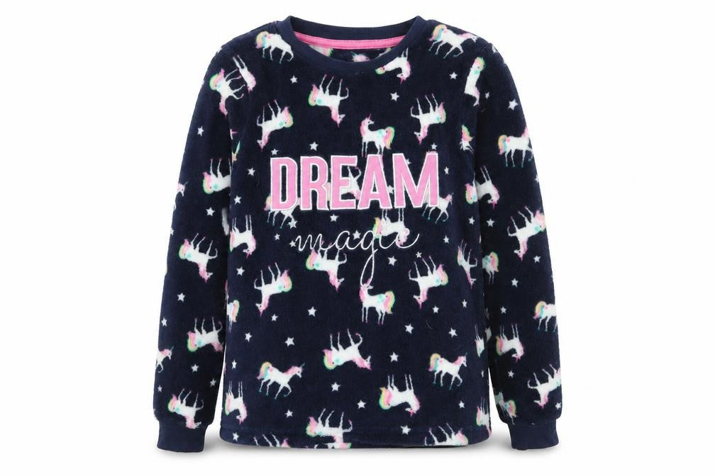 Matalan Girls Blue Geometric Microfibre Top Pyjama Top Size 11 Years  - Unicorn Dream Magic