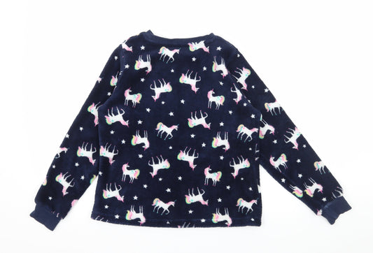Matalan Girls Blue Geometric Microfibre Top Pyjama Top Size 11 Years  - Unicorn Dream Magic