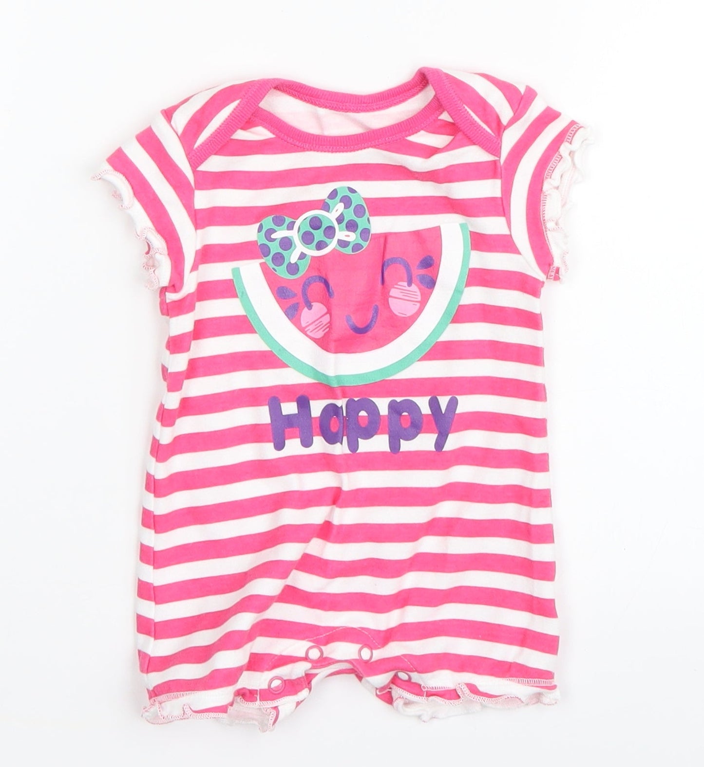 F&F Baby Pink Striped  Romper One-Piece Size 0-3 Months
