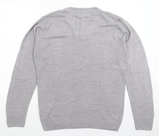 Easy Mens Grey  Knit Pullover Jumper Size M