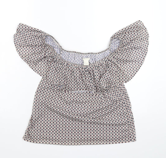 H&M Womens Multicoloured Geometric  Basic T-Shirt Size S